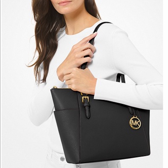 MICHAEL KORS CHARLOTTE LARGE TOP ZIP TOTE BLACK - Picture 3 of 9